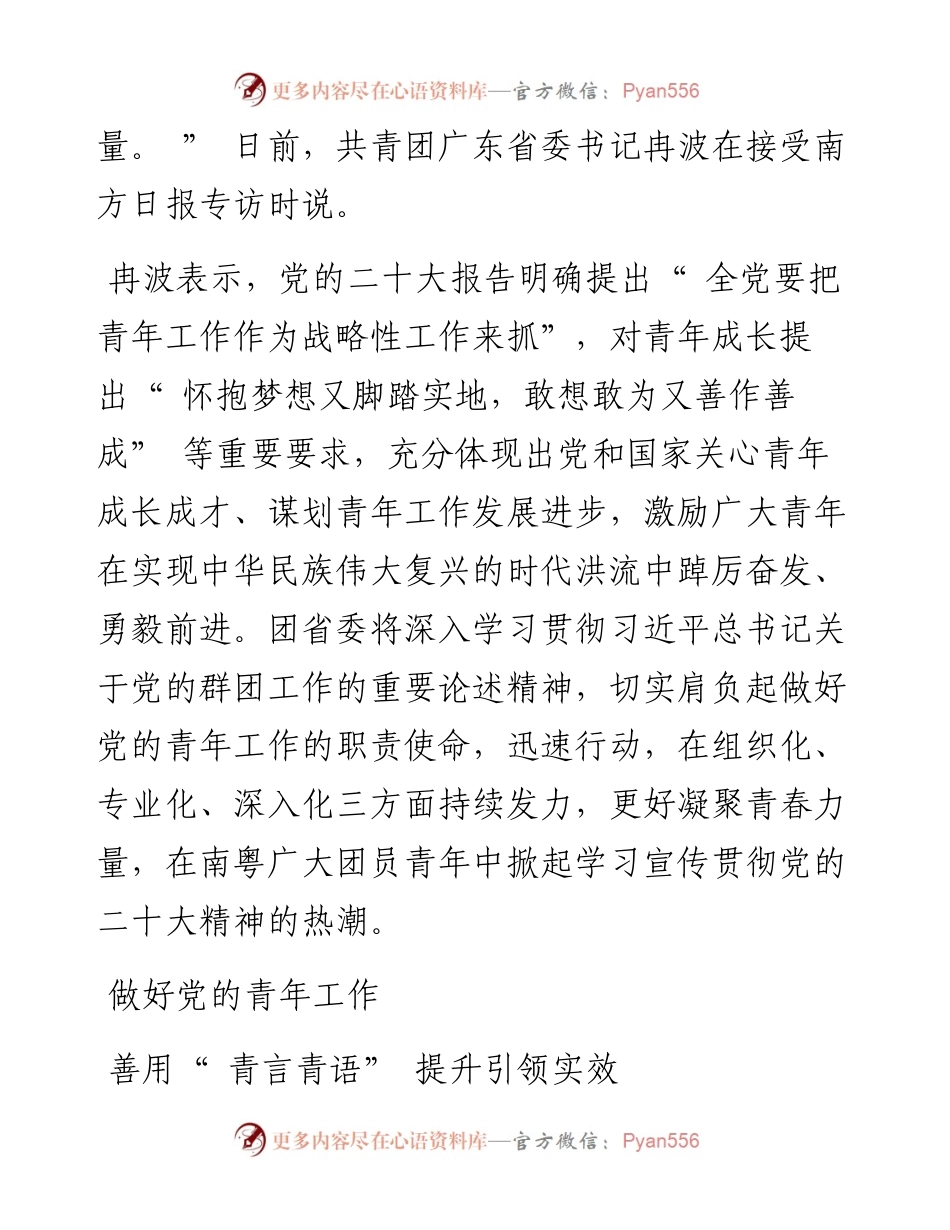 .12.30南方日报记者陈理通讯员岳青：共青团广东省委书记冉波：为广东现代化建设贡献青春力量.docx_第2页