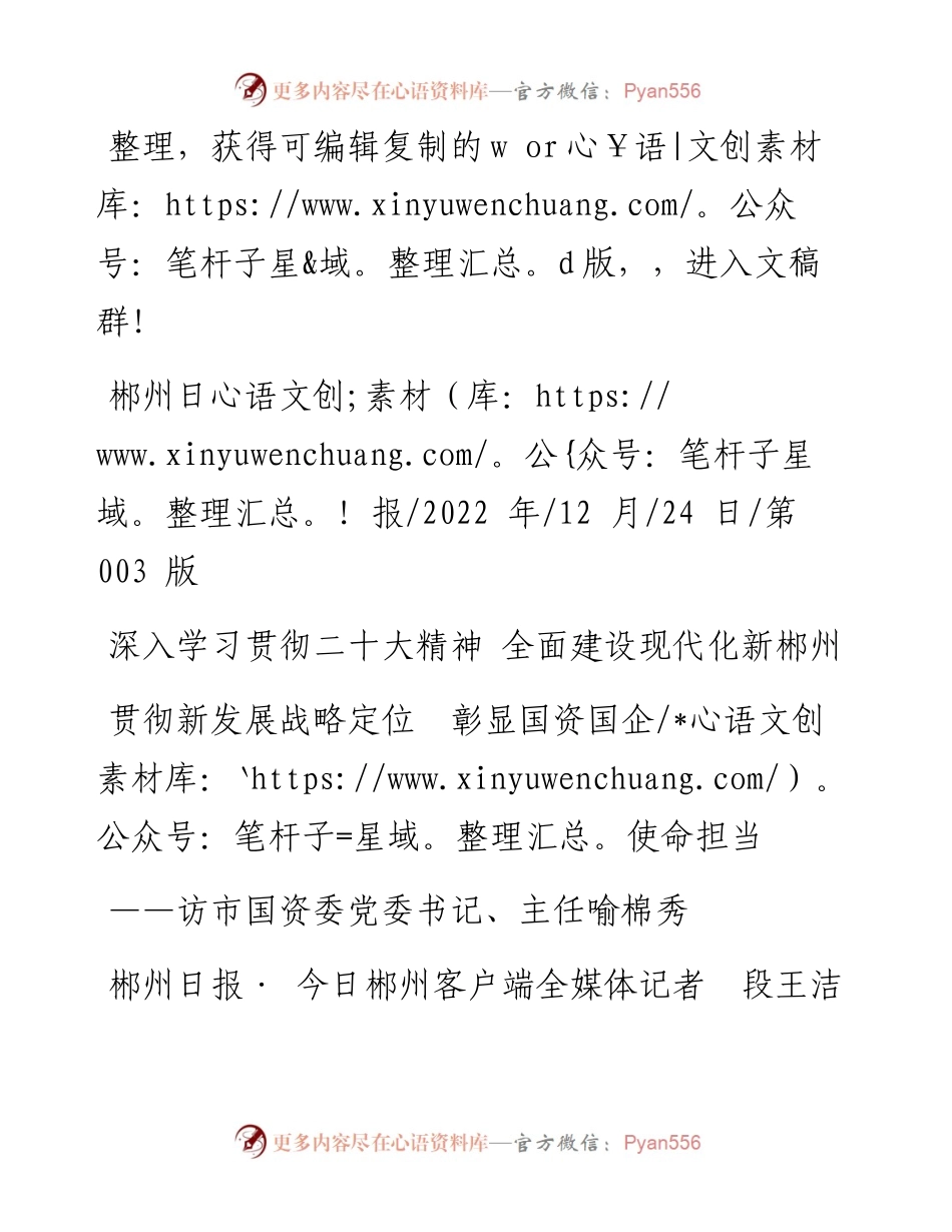 .12.24郴州日报·今日郴州客户端全媒体记者段王洁：贯彻新发展战略定位彰显国资国企使命担当.docx_第1页