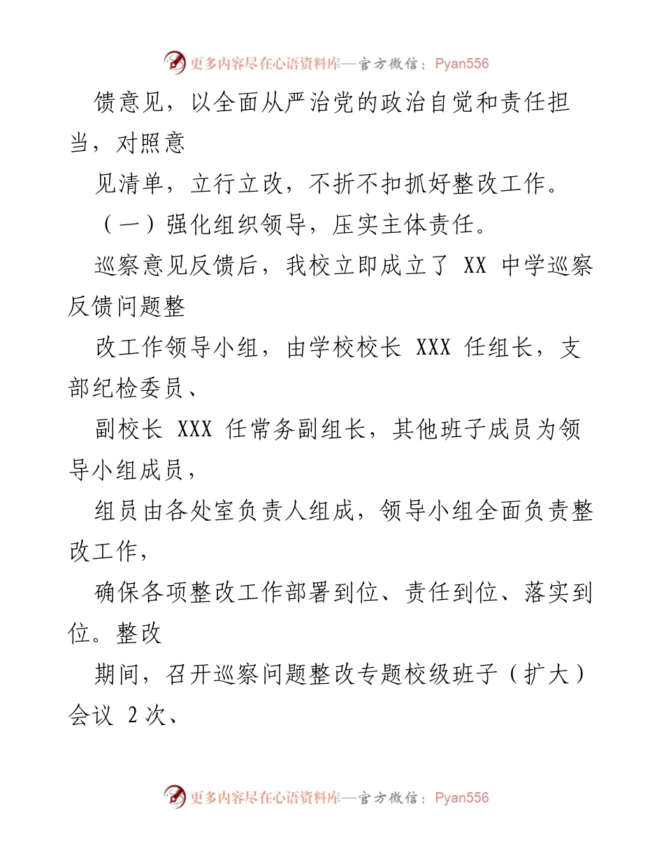 [报告] 巡察整改 - XX学校党支部巡察反馈整改进展报告.docx_第2页