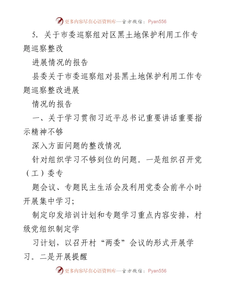 [报告] 巡察工作 - 黑土地保护利用工作专题巡察整改进展情况报告.docx_第2页