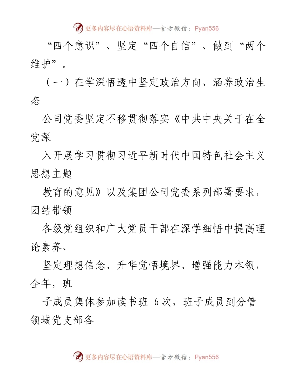 [报告] 纪委工作 - 2023年公司党委及班子成员政治“画像”情况报告.docx_第2页