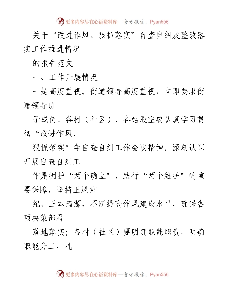 [报告] 工作推进 - 自查自纠与整改落实工作推进情况报告.docx_第1页
