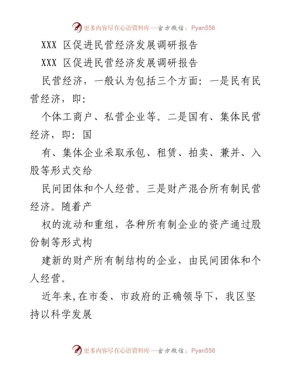 [调研报告] XXX 区 - 促进民营经济发展的策略与建议.docx_第1页
