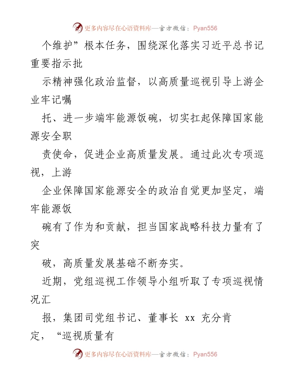 [调研报告] 党组巡视工作 - 贯彻落实习近平总书记视察xx油田指示精神的专项巡视工作综述.docx_第2页