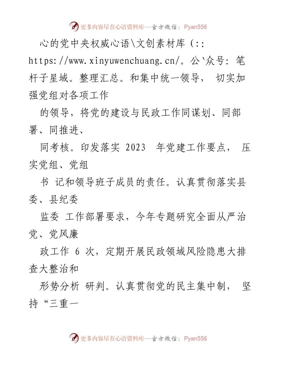 [报告] 工作总结 - 2023年城口县民政局全面从严治党主体责任落实情况总结报告.docx_第2页