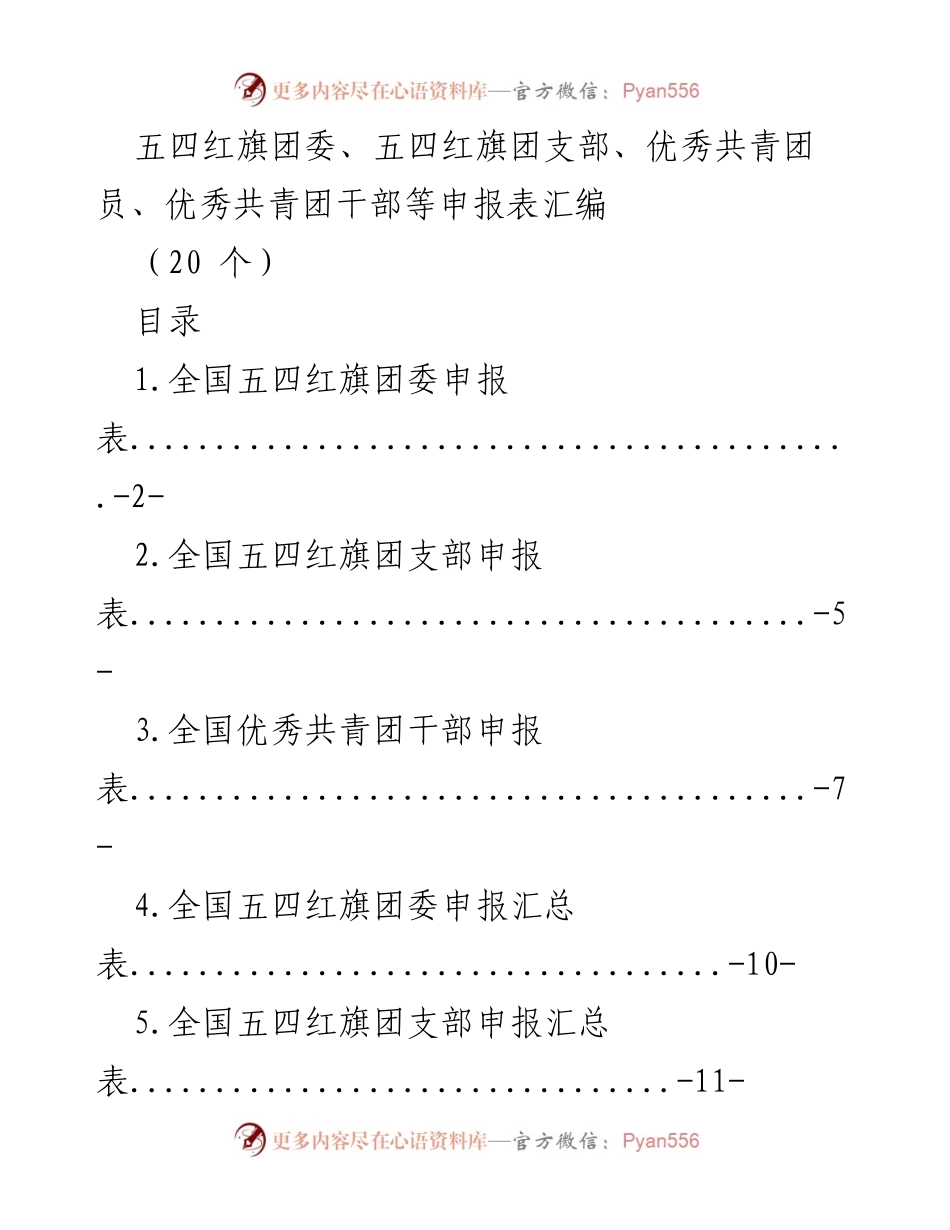 [材料汇编] 申报活动 - 五四红旗团委及团员干部申报表汇编.docx_第1页