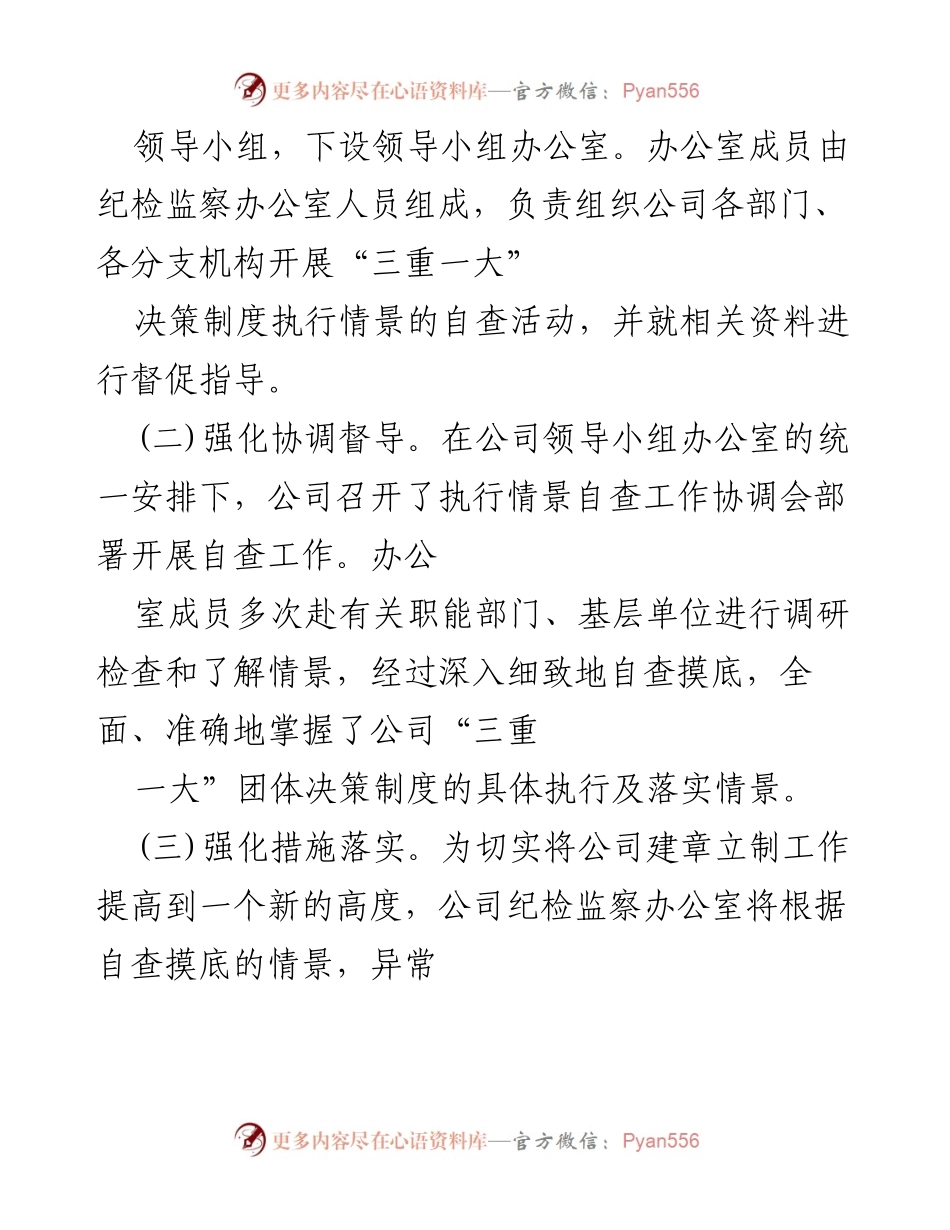 [调研报告] 公司自查 - 三重一大制度执行自查及整改措施报告.docx_第2页
