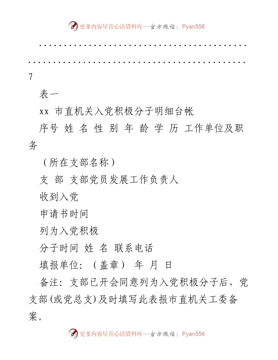 [表格汇编] 党员发展 - 市直机关党员发展相关表格汇编.docx_第2页