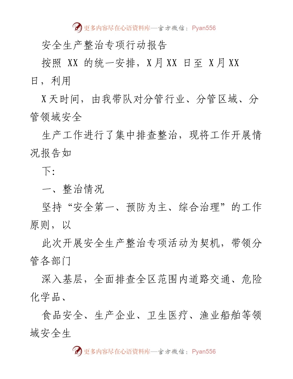 [调研报告] 安全生产整治专项行动 - 安全生产整治专项行动工作总结与建议.docx_第1页