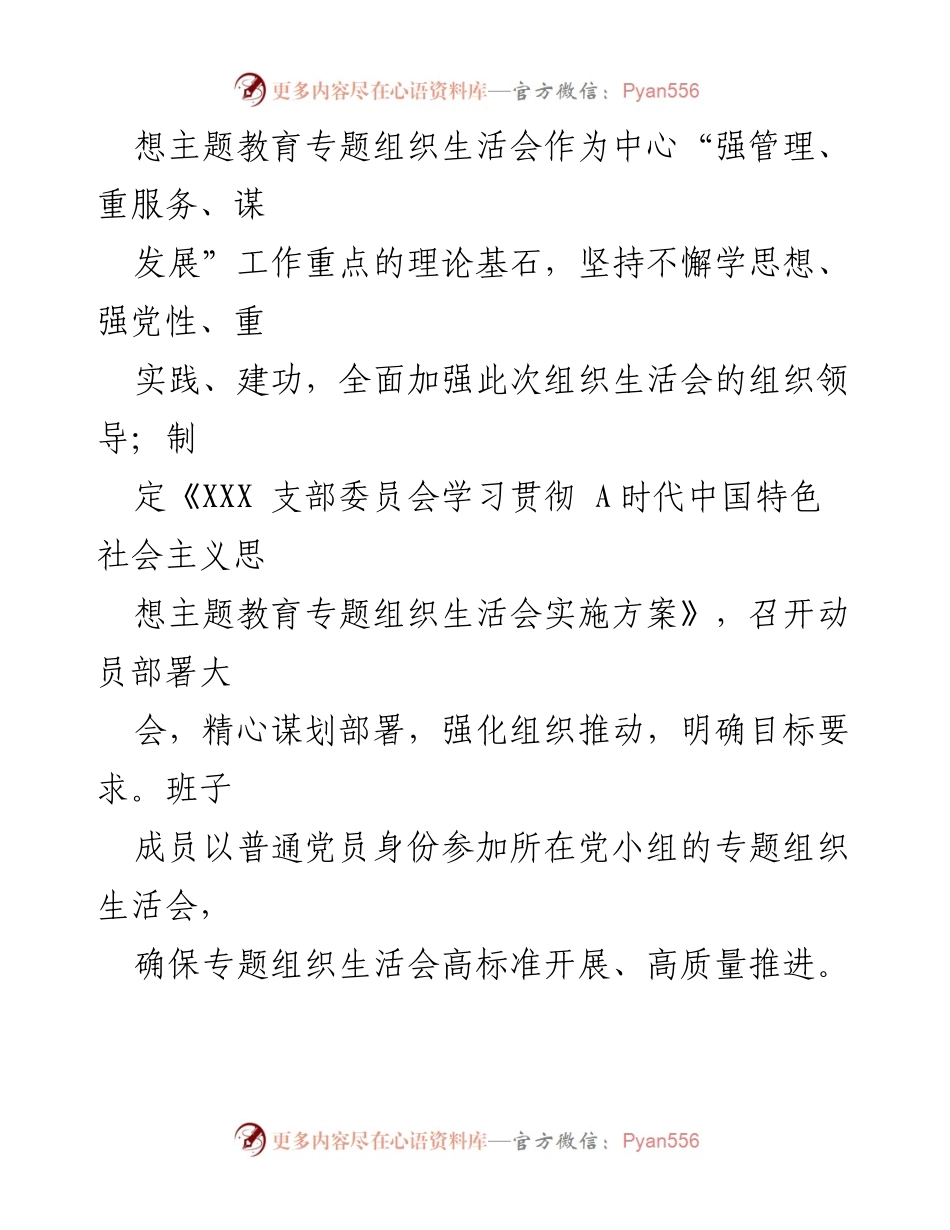[报告] 党支部组织生活会 - 2023年主题教育专题组织生活会情况总结.docx_第2页