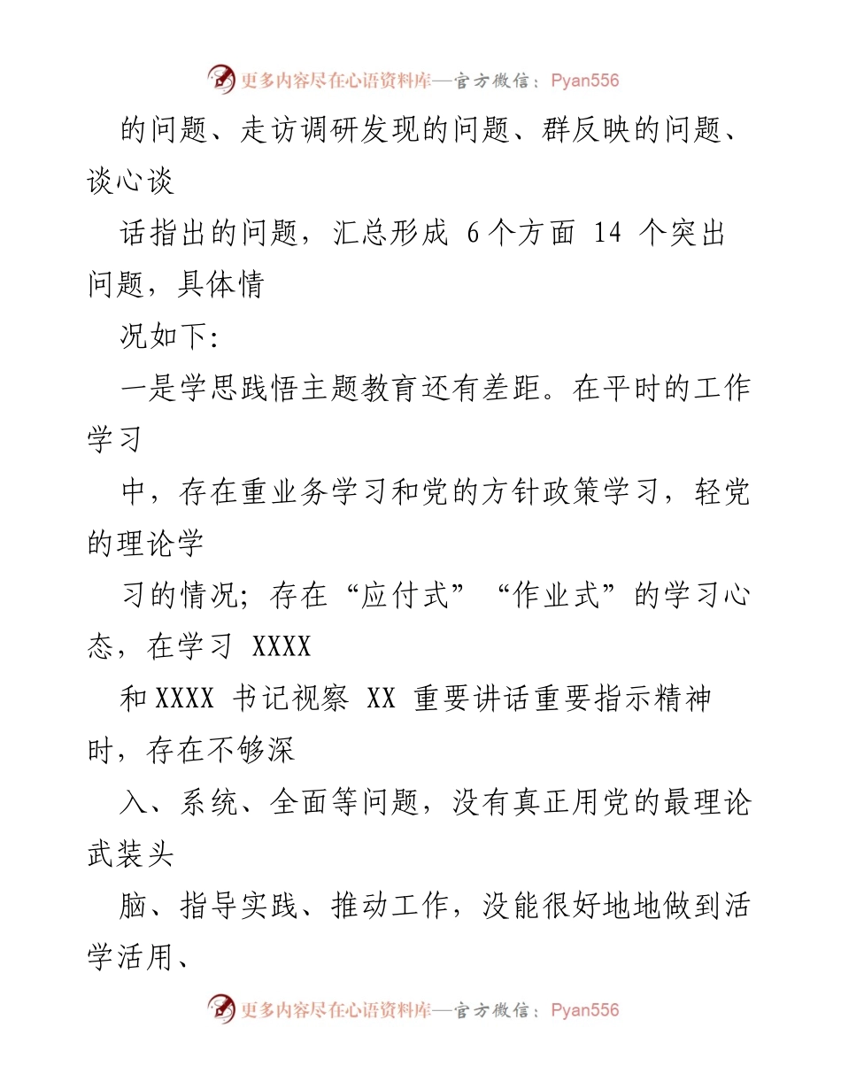 [查摆检视材料] 主题教育 - 2023年主题教育中存在的问题分析.docx_第2页