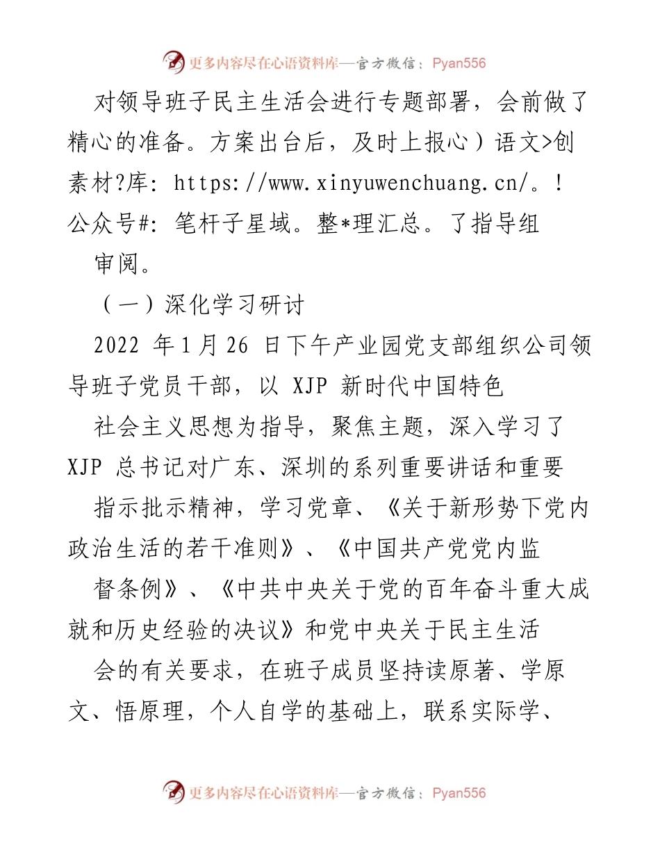 [报告] 会议 - 中共XX支部党员领导干部202X年专题民主生活会召开情况报告.docx_第2页