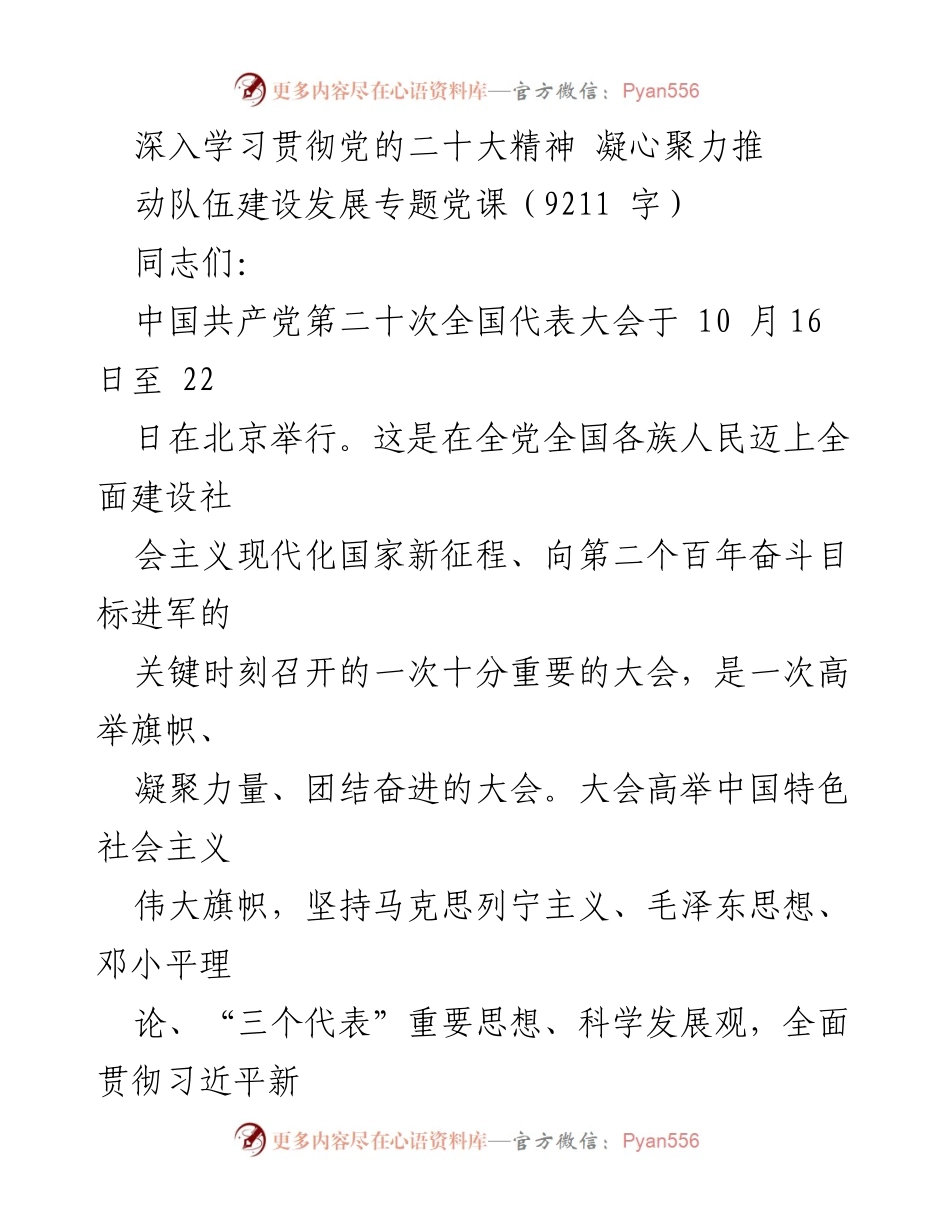[党课] 学习贯彻 - 深入学习贯彻党的二十大精神，激发建队热情.docx_第1页