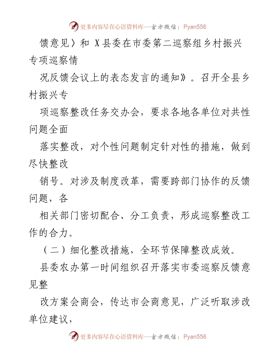 [报告] 巡察整改 - X县乡村振兴专项巡察整改进展情况报告.docx_第2页
