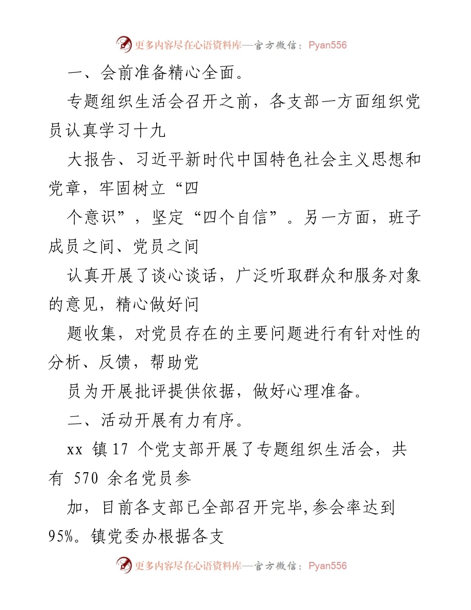 [报告] 组织生活会 - 专题组织生活会召开情况总结.docx_第2页