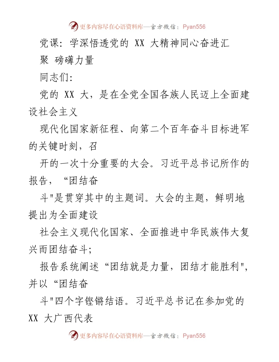 [党课] 学习交流 - 深刻认识团结奋斗的重要意义_1.docx_第1页