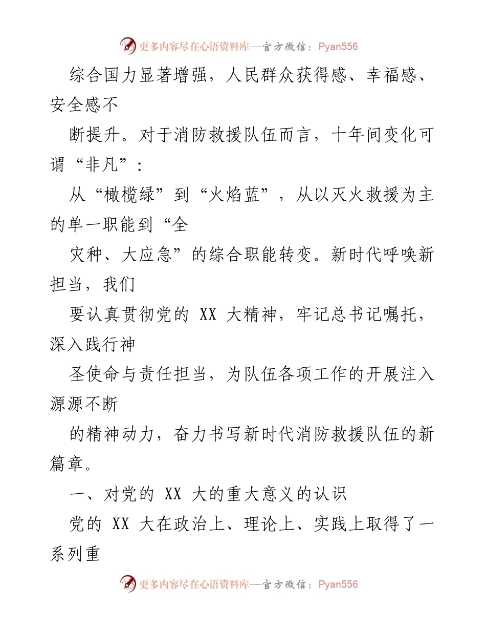 [调研报告] 党的二十大精神学习 - 高质量政治工作保障新时代消防救援队伍发展.docx_第2页