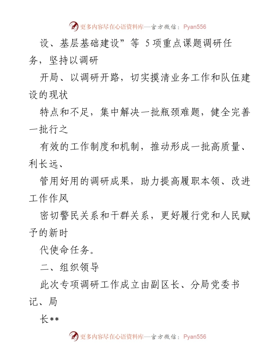 [调研报告] 公安系统 - __公安业务与队伍建设专项调研工作方案.docx_第2页