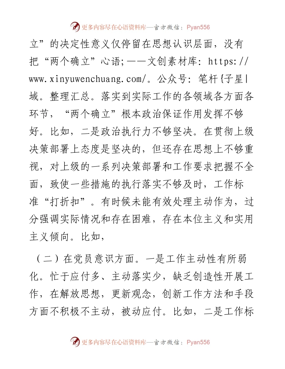 (2篇)组织生活会个人发言材料既发言提纲.docx_第2页