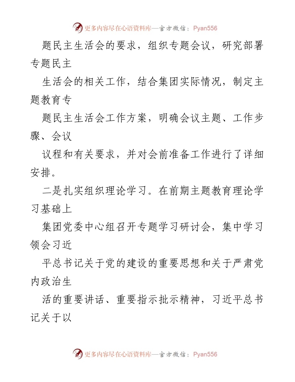 [报告] 主题教育专题民主生活会 - 某集团专题民主生活会召开情况报告.docx_第2页