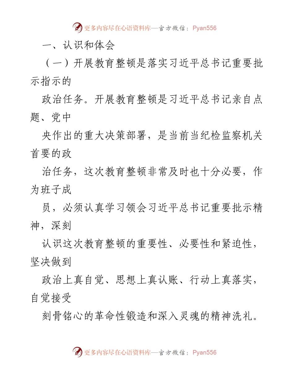 [党性分析报告] 纪委常委、监委委员教育整顿 - 深刻认识教育整顿的重要性与存在问题分析.docx_第2页