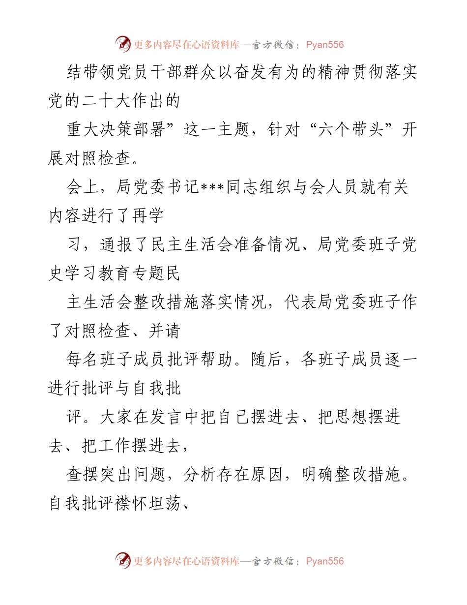 [报告] 会议 - 2022年度民主生活会召开情况报告.docx_第2页