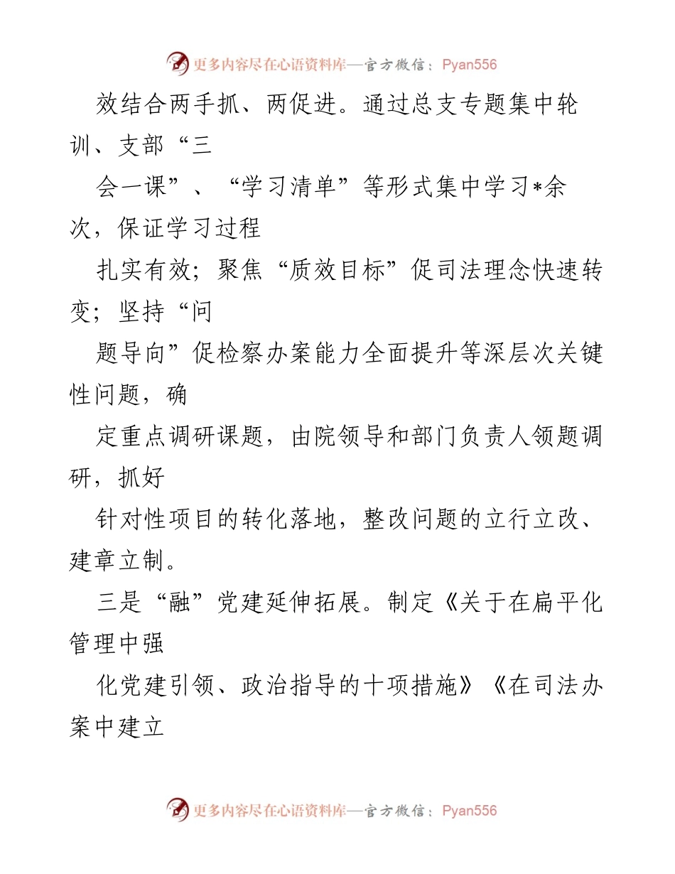 [报告] 区人民检察院党总支书记述职 - 2023年度基层党建工作述职报告.docx_第2页