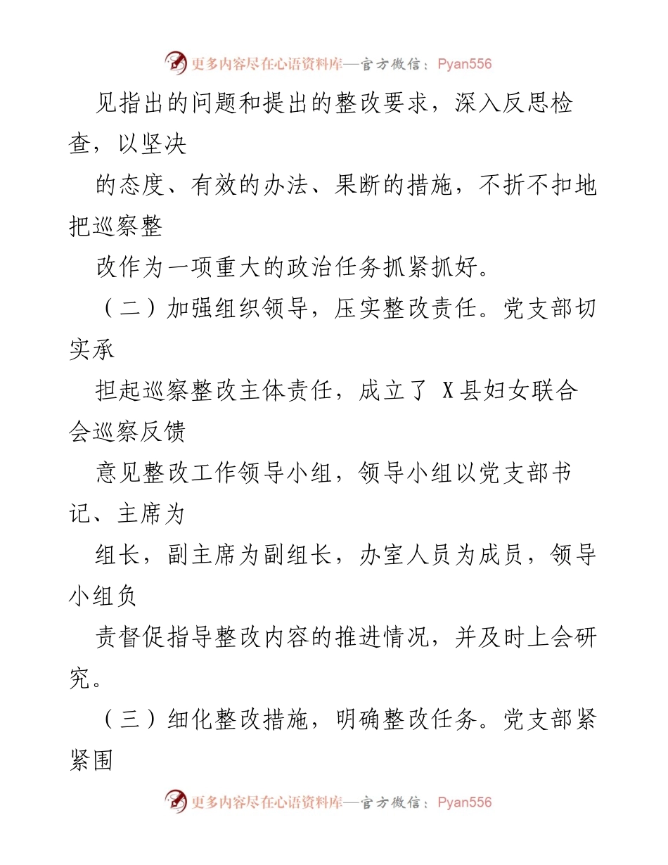 [报告] 巡察整改 - 某县妇女联合会巡察整改进展情况报告.docx_第2页