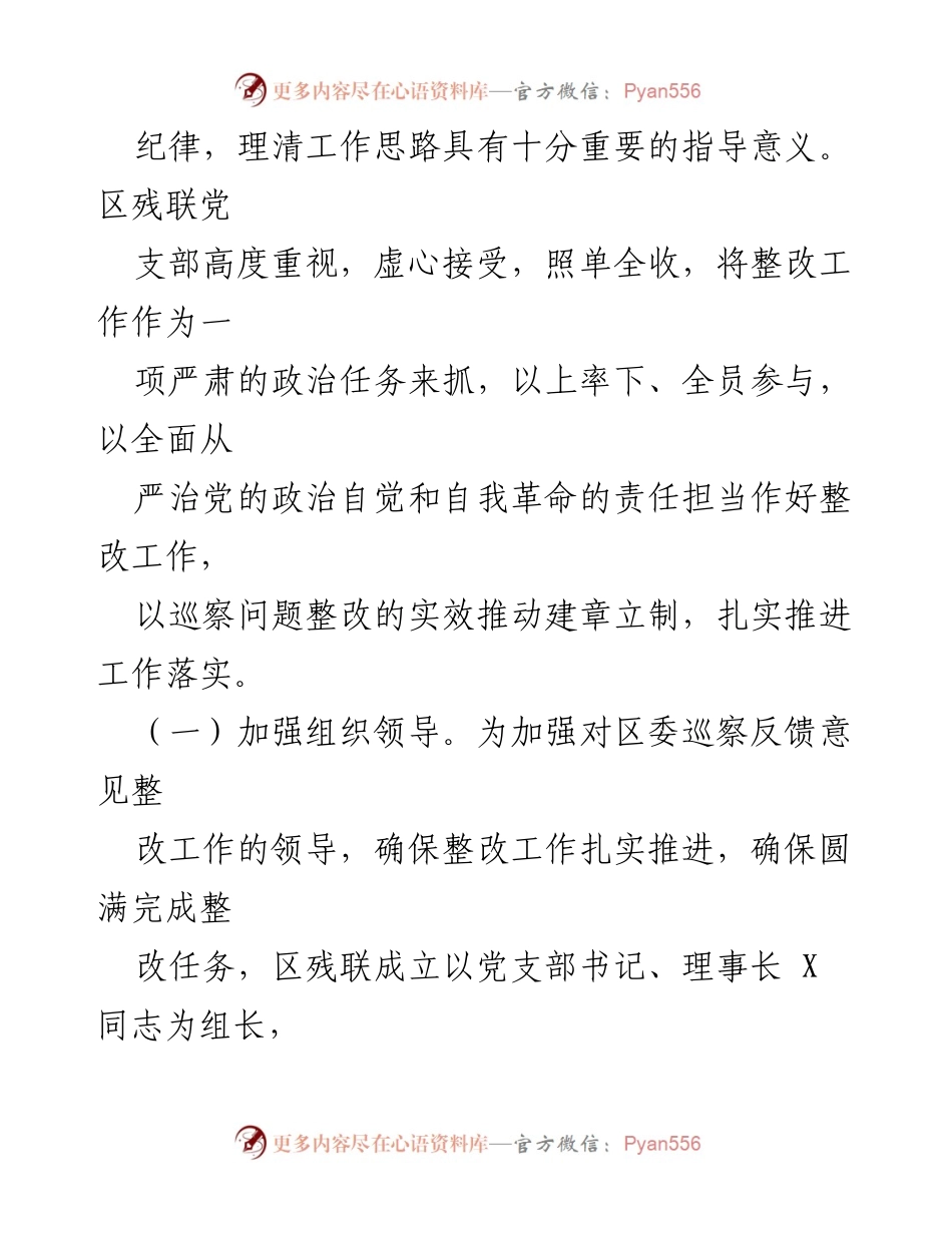 [报告] 巡察整改 - X区残疾人联合会党支部巡察整改情况报告.docx_第2页