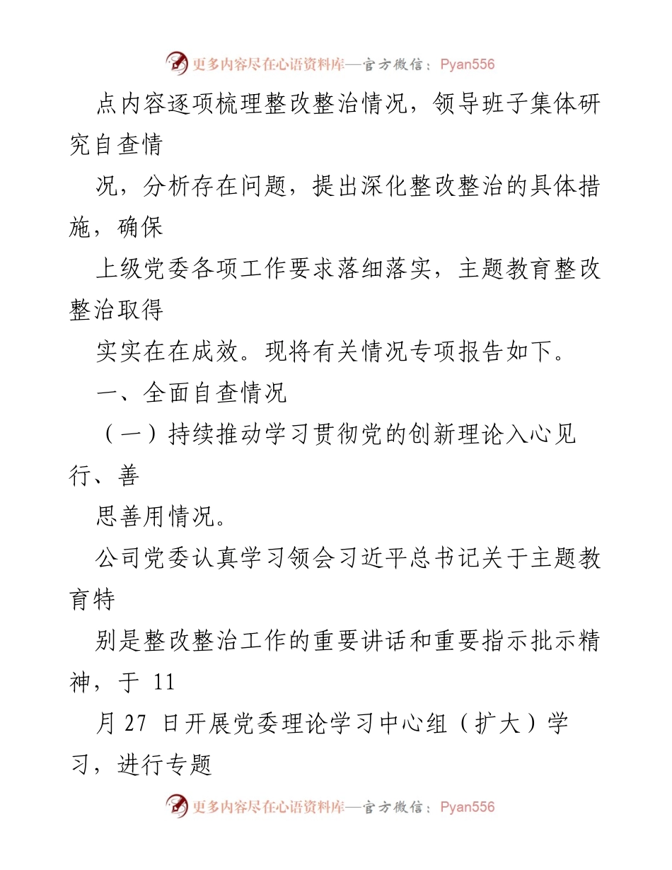 [调研报告] 公司主题教育整改落实 - 2023年主题教育整改落实情况专项自查报告.docx_第2页