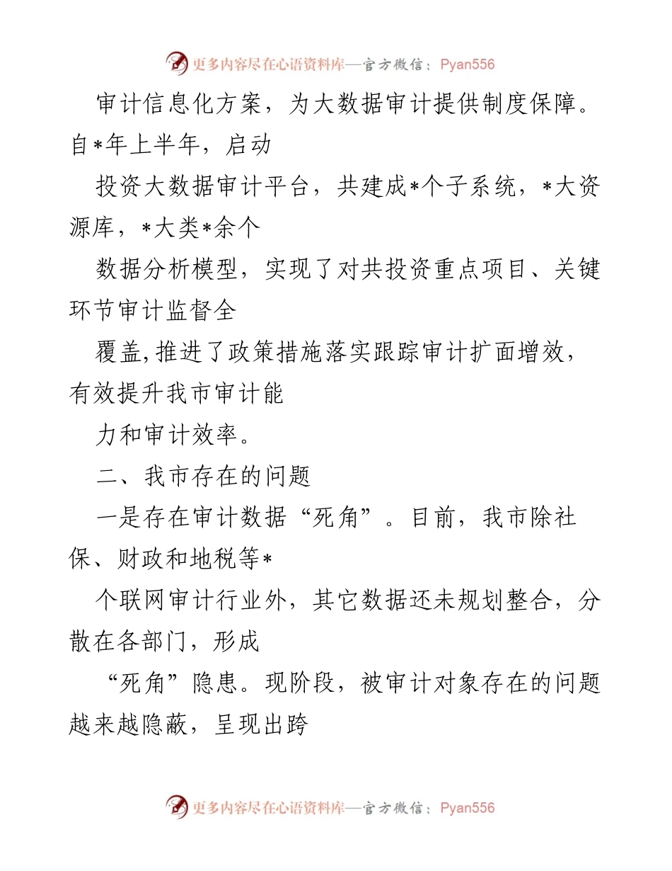 [调研报告] 大数据审计 - 完善我市特色大数据审计体系的建议与现状分析.docx_第2页