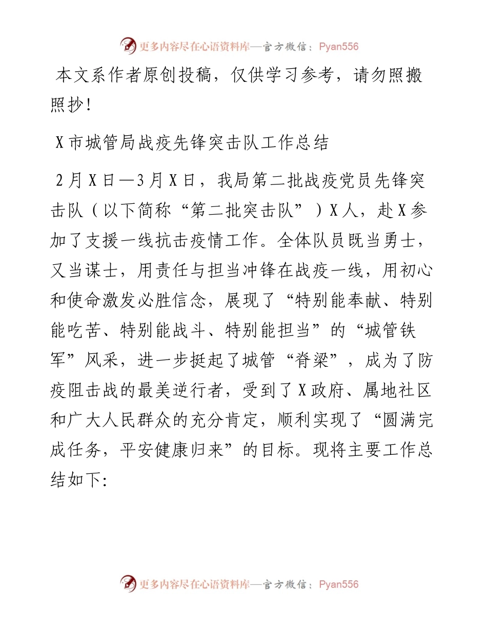030611党员防疫突击队工作工作总结范文.docx_第1页