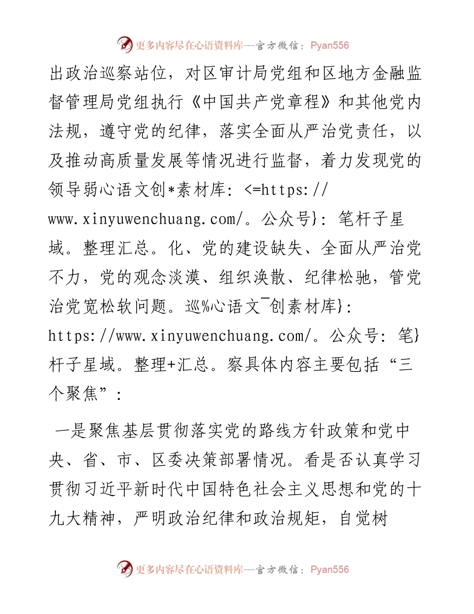 0101区委第四巡察组巡察区审计局党组区地方金融监督管理局党组工作动员会上的讲话.docx_第2页