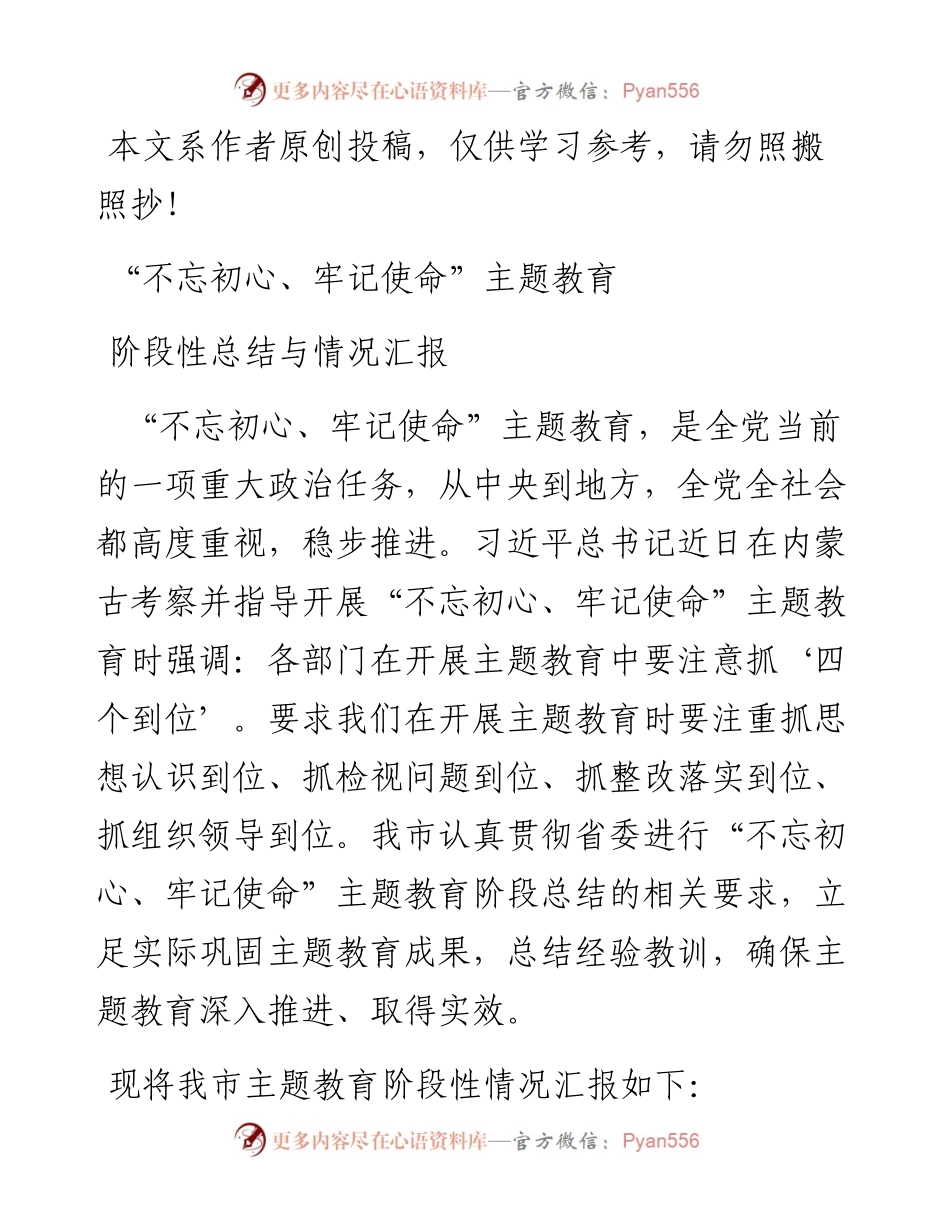 080410市主题教育阶段性总结汇报1.docx_第1页