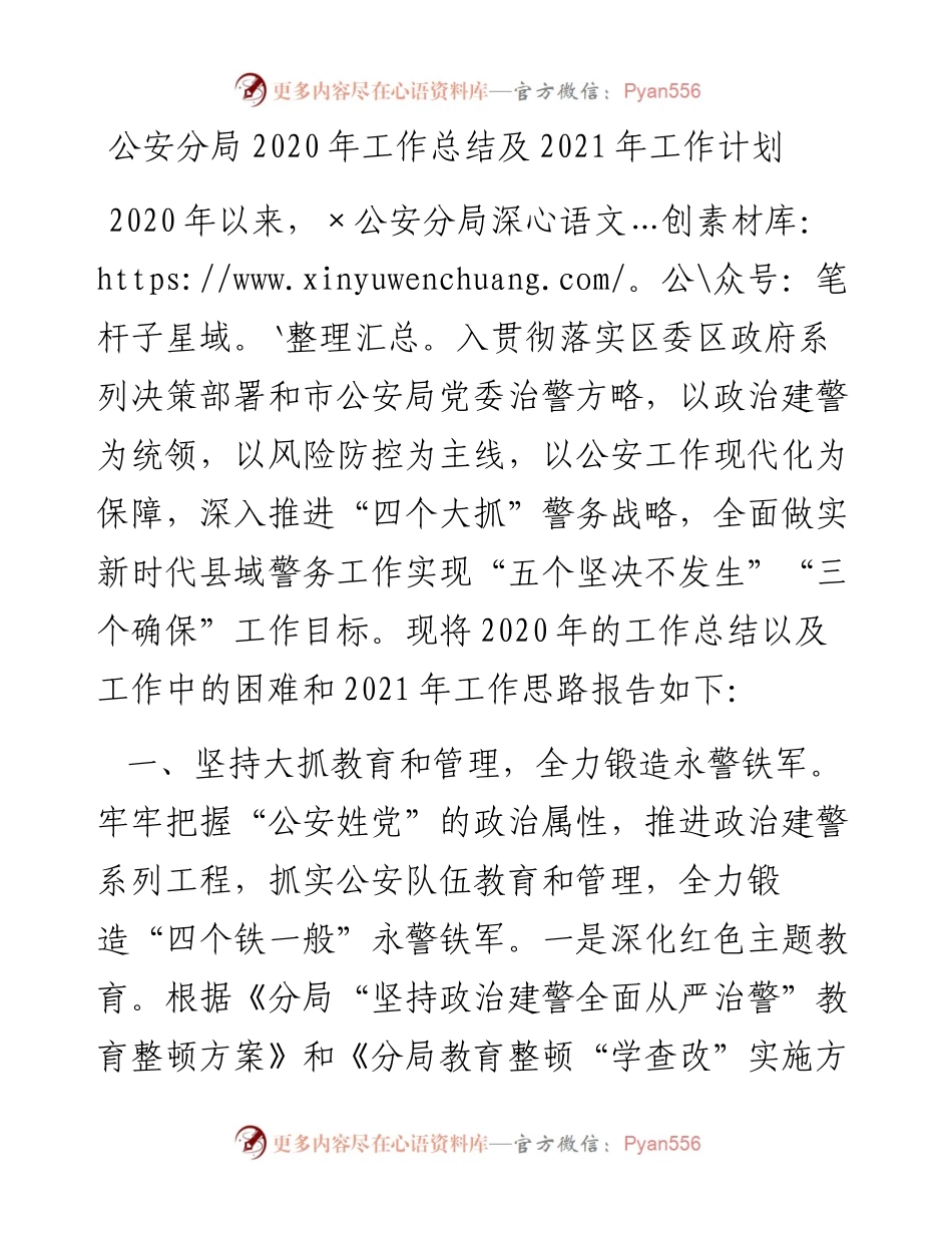 0314公安分局工作总结及工作计划.docx_第1页