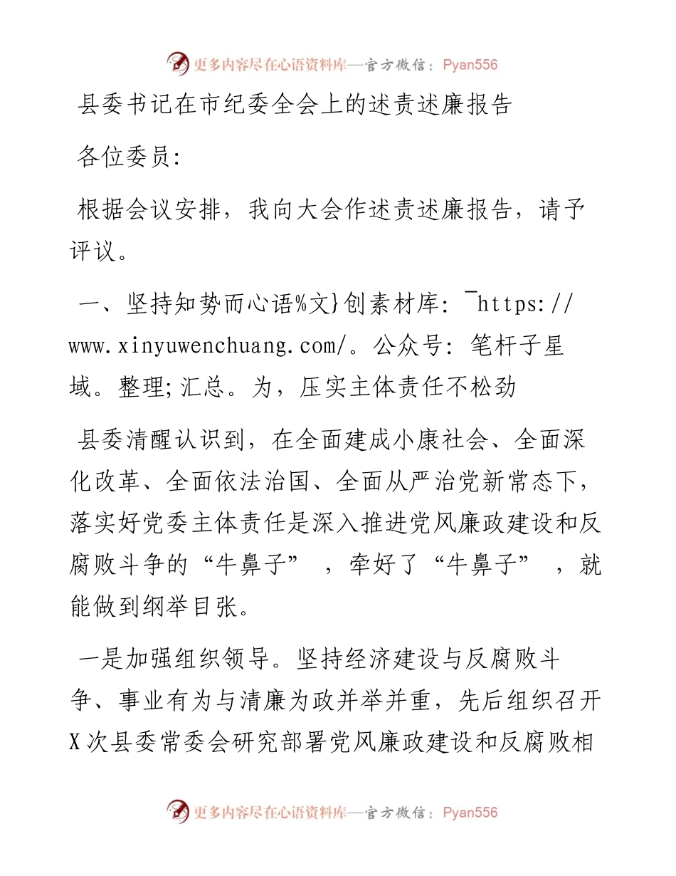 0207县委书记在市纪委全会上的述责述廉报告.docx_第1页