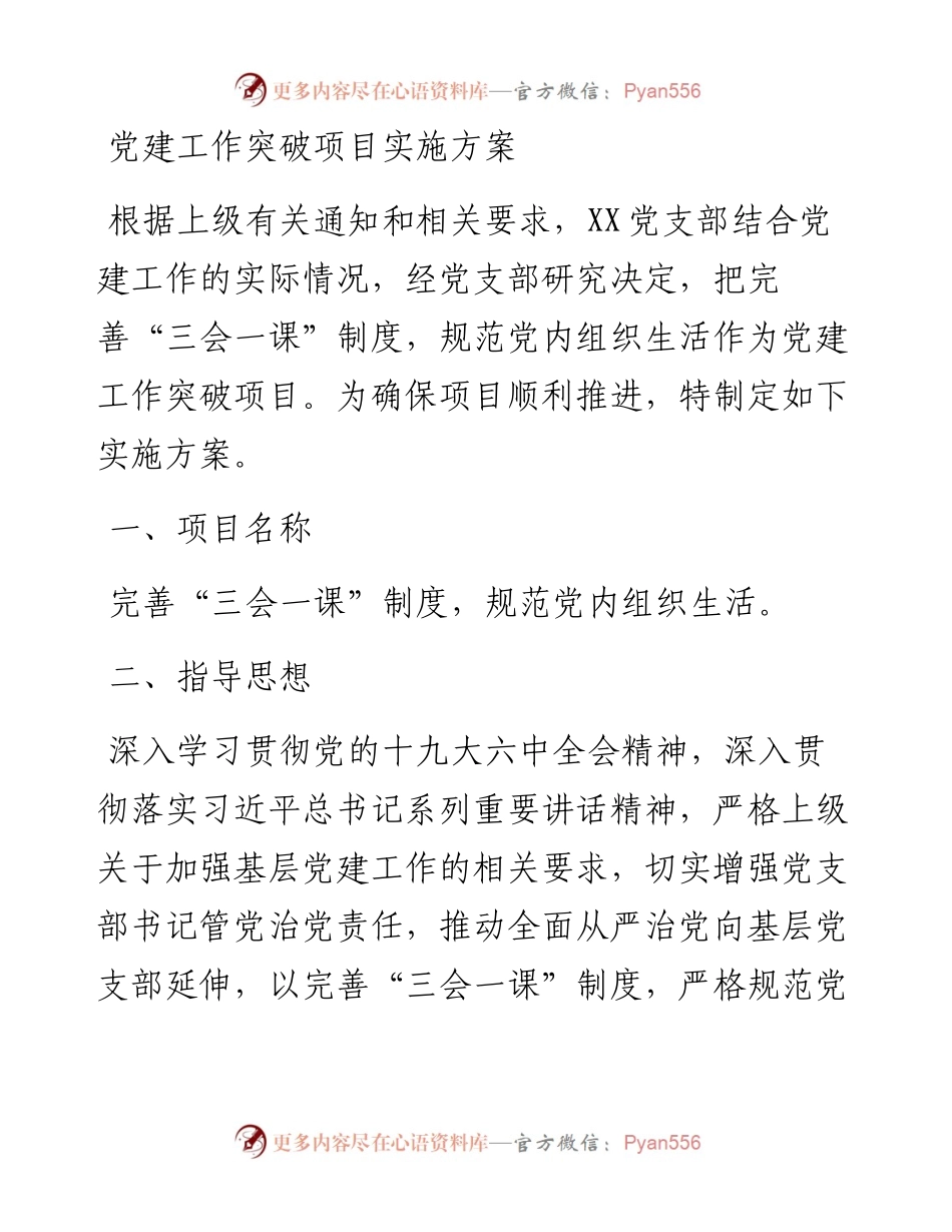 030236：党建工作突破项目实施方案.docx_第1页
