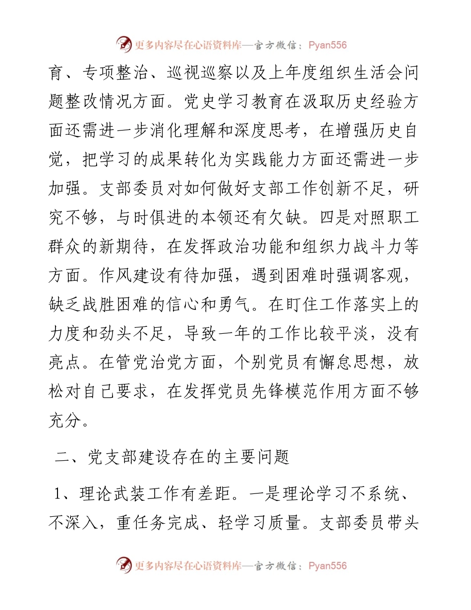 022443：国企党支部组织生活会对照检查材料.docx_第2页