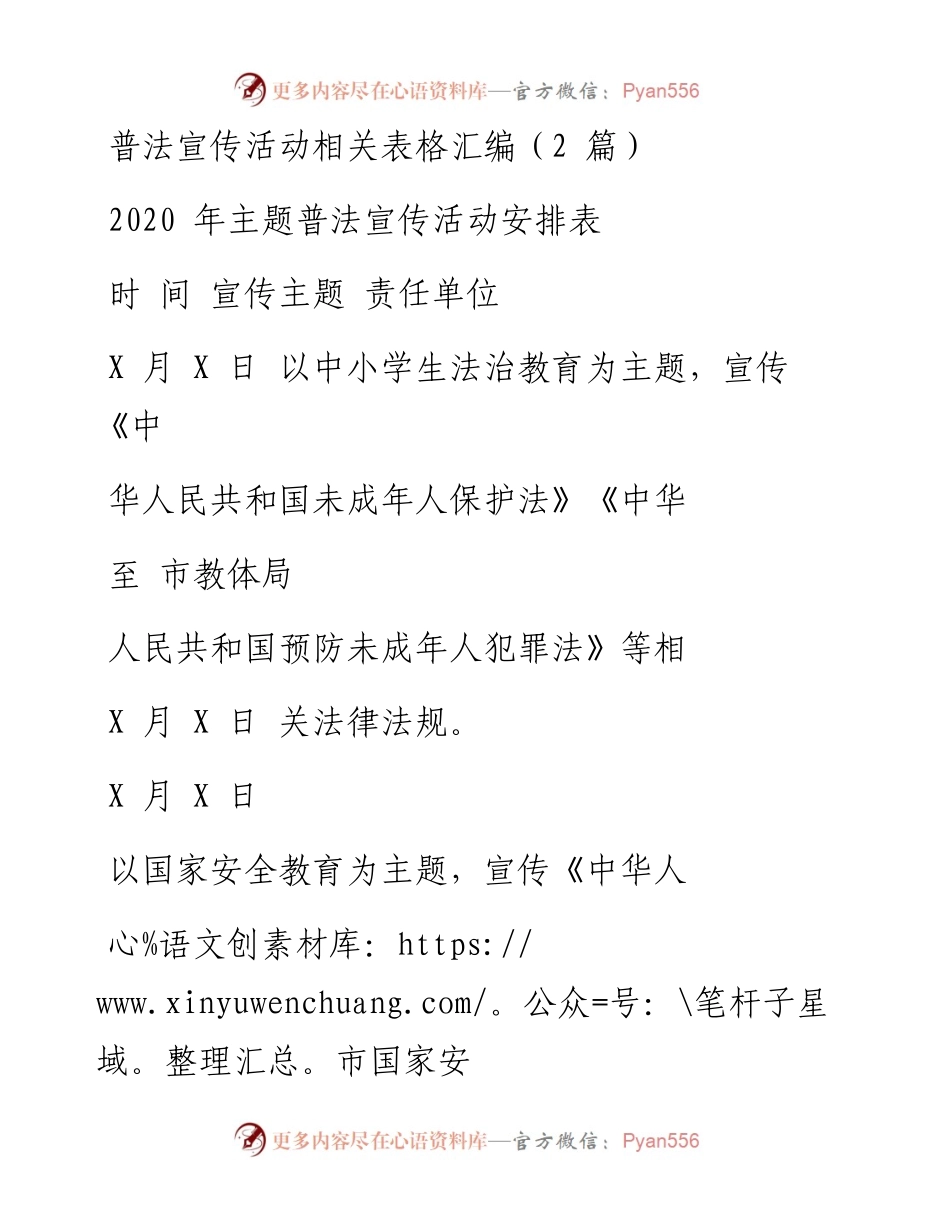 0603笔友分享普法宣传活动相关表格汇编2篇.docx_第1页
