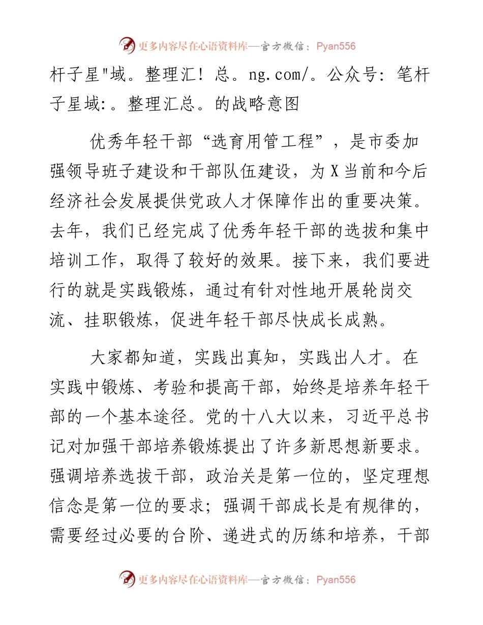 043003在市委选派优秀年轻干部挂职锻炼集体谈话会上的讲话.docx_第2页