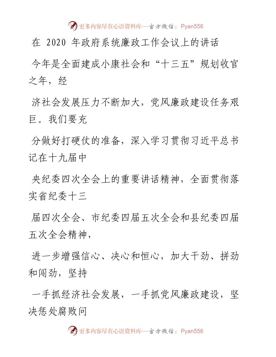 0628笔友分享在政府系统廉政工作会议上的讲话.docx_第1页