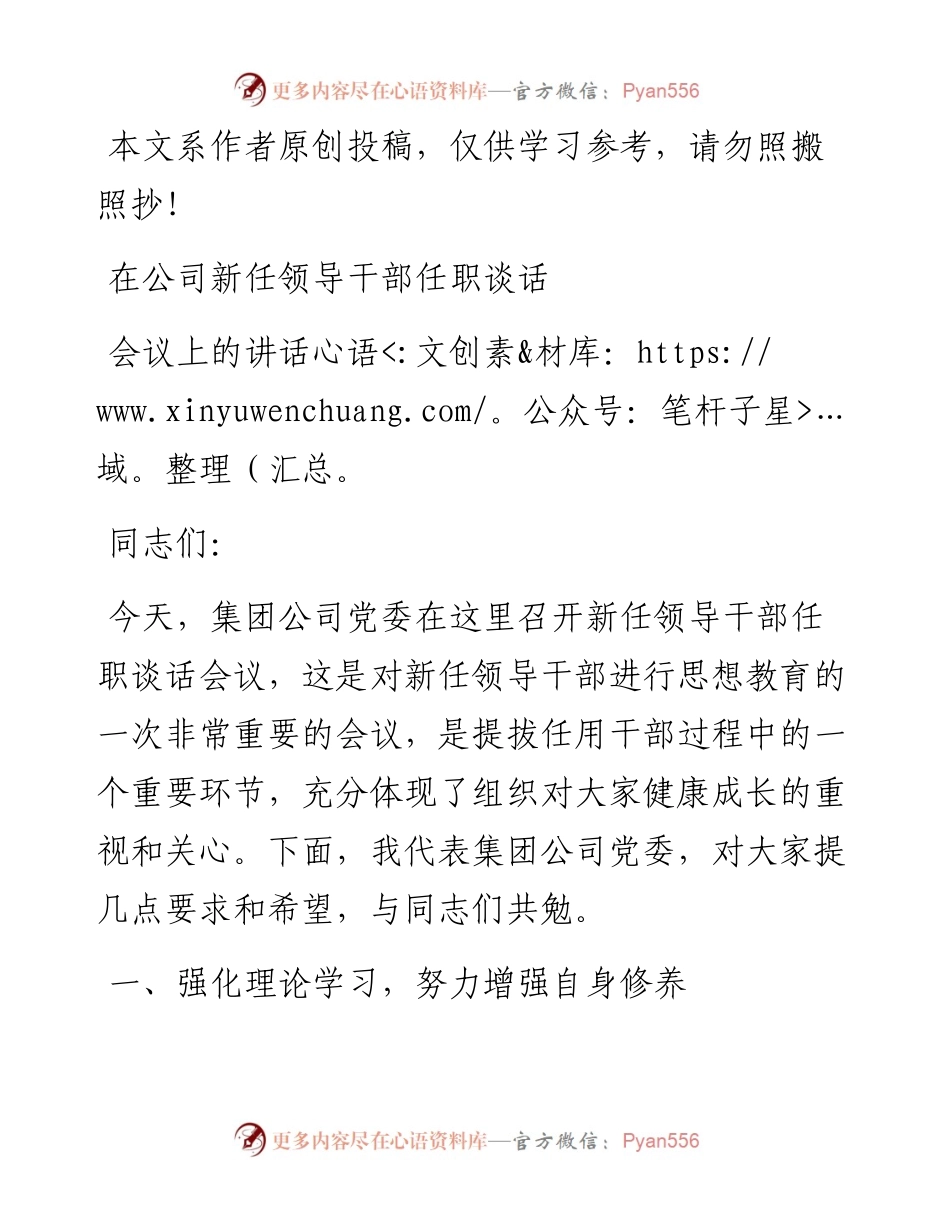 090904在公司新任领导干部任职谈话会议上的讲话.docx_第1页