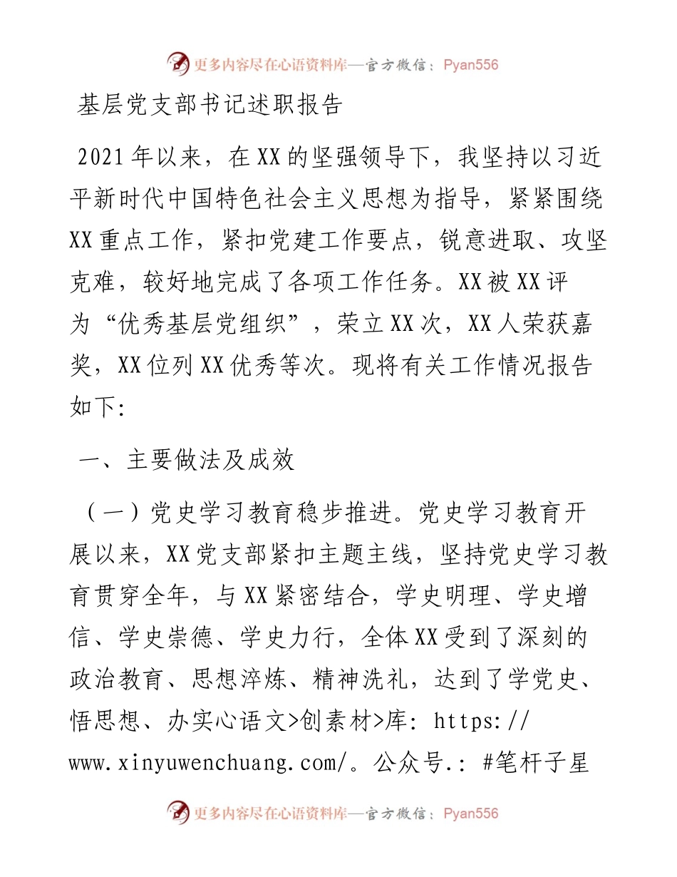 030134：基层党支部书记述职报告.docx_第1页