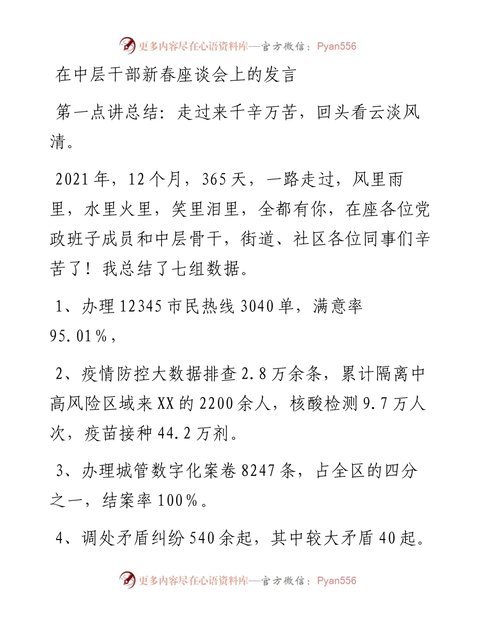 020829：在中层干部新春座谈会上的发言.docx_第1页