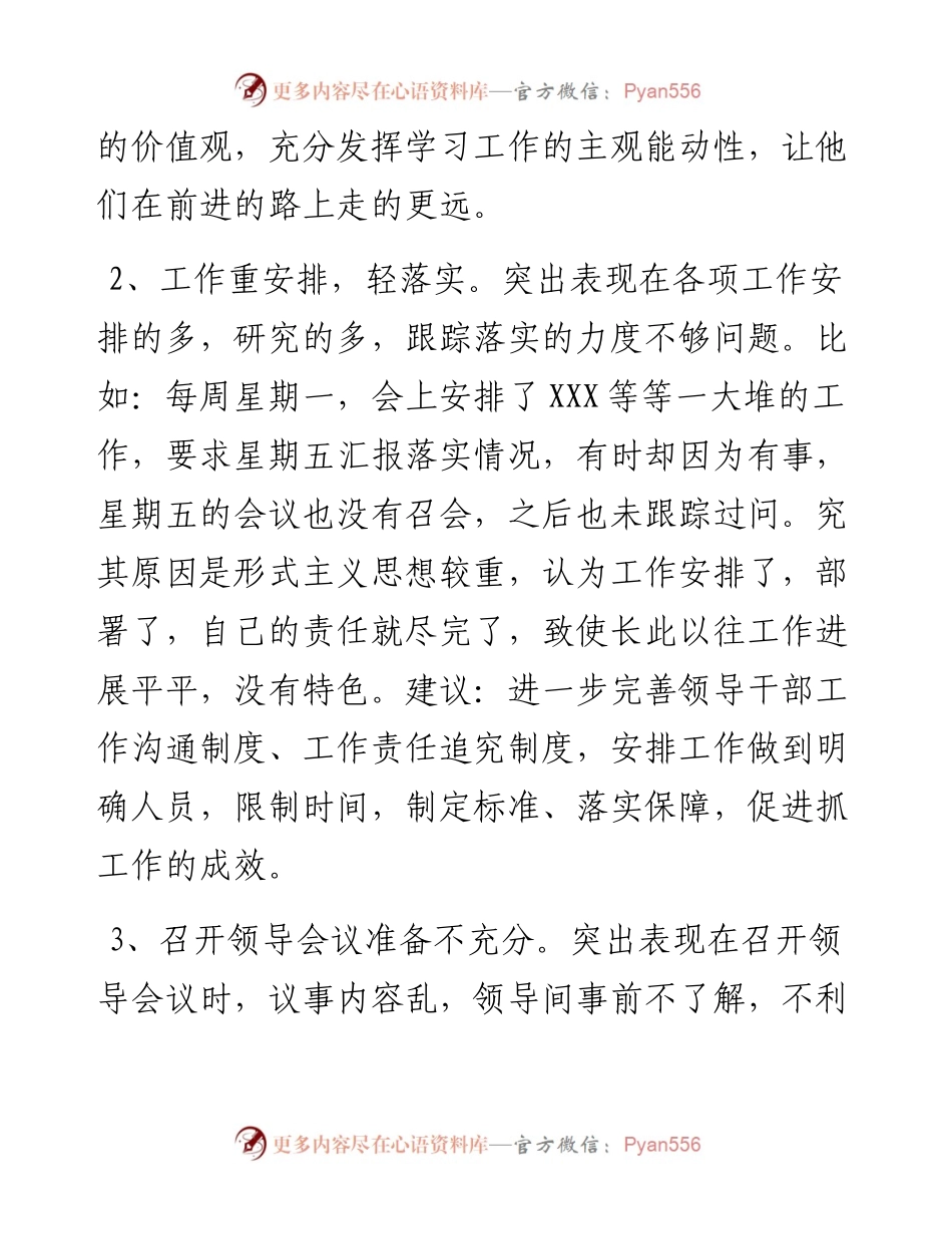 0816对乡镇领导班子成员的批评意见.docx_第2页