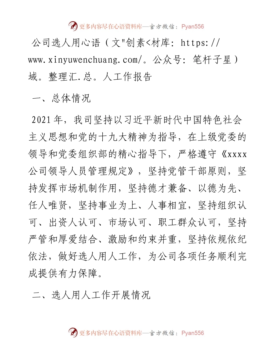030454：公司选人用人工作报告.docx_第1页