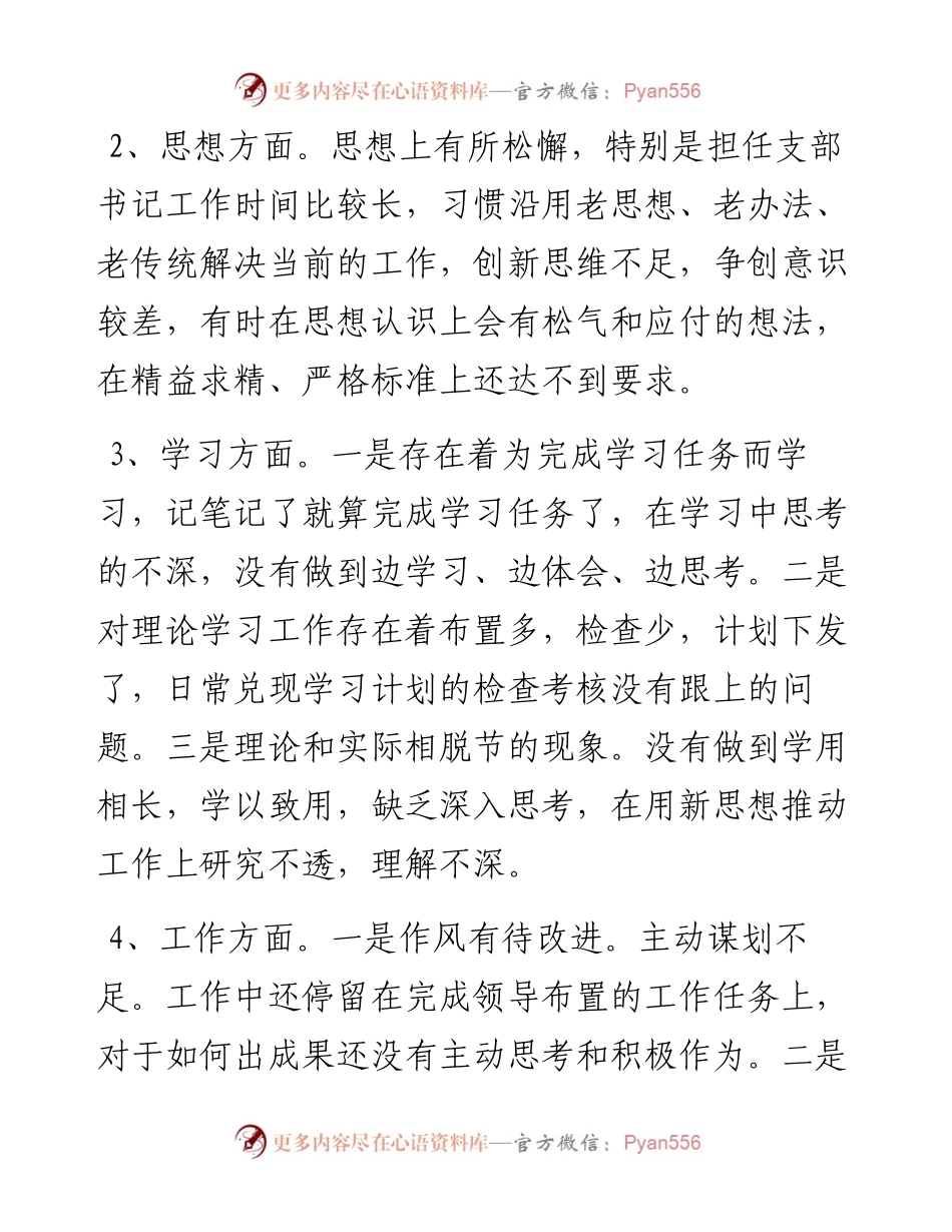 022249：度组织生活会基层党支部书记对照检查材料.docx_第2页
