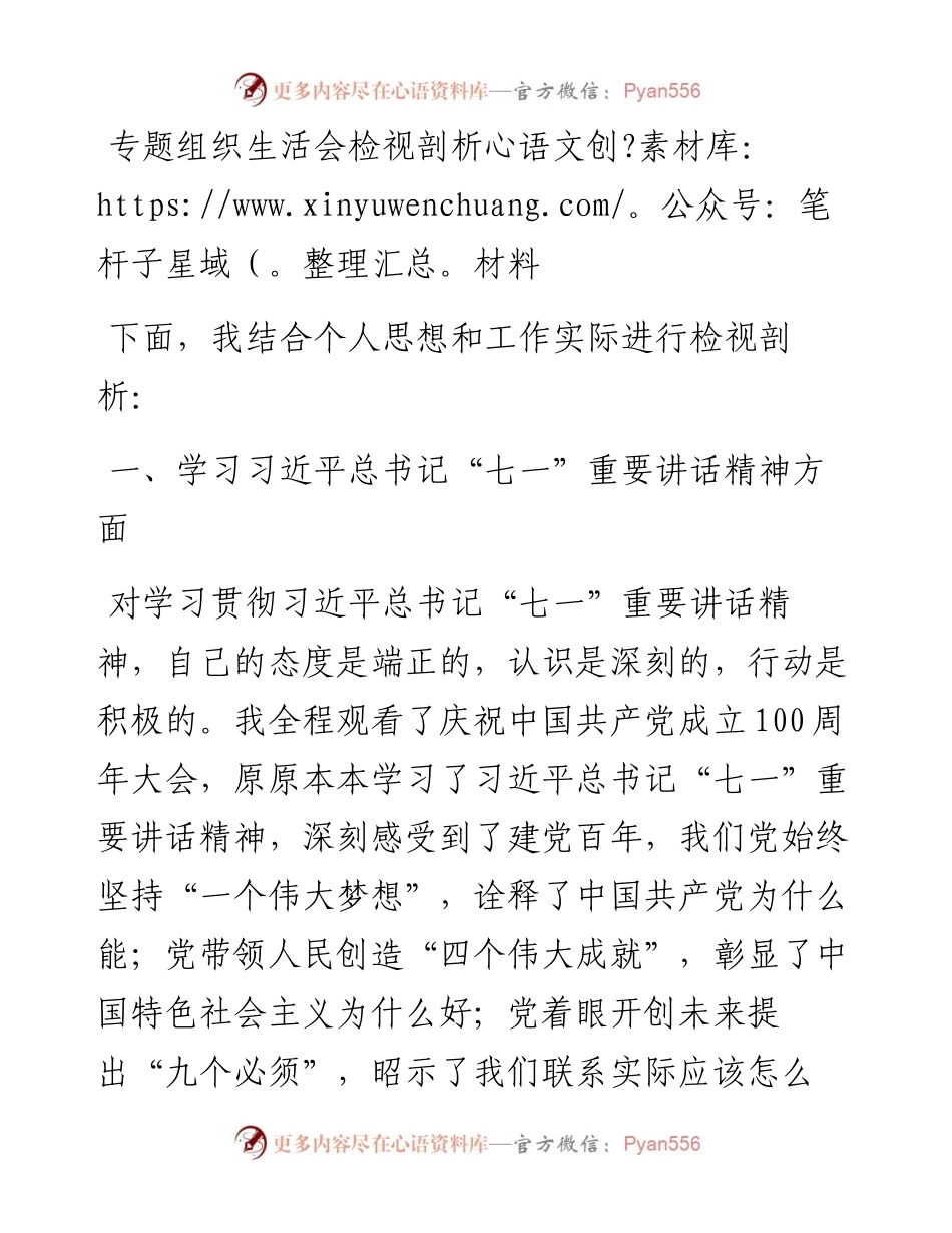 071902专题组织生活会检视剖析材料2.docx_第1页