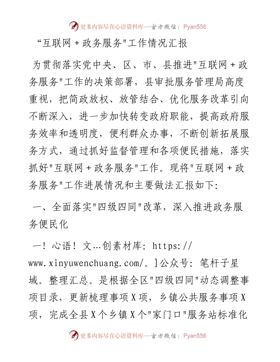020802：“互联网＋政务服务_工作情况汇报.docx_第1页
