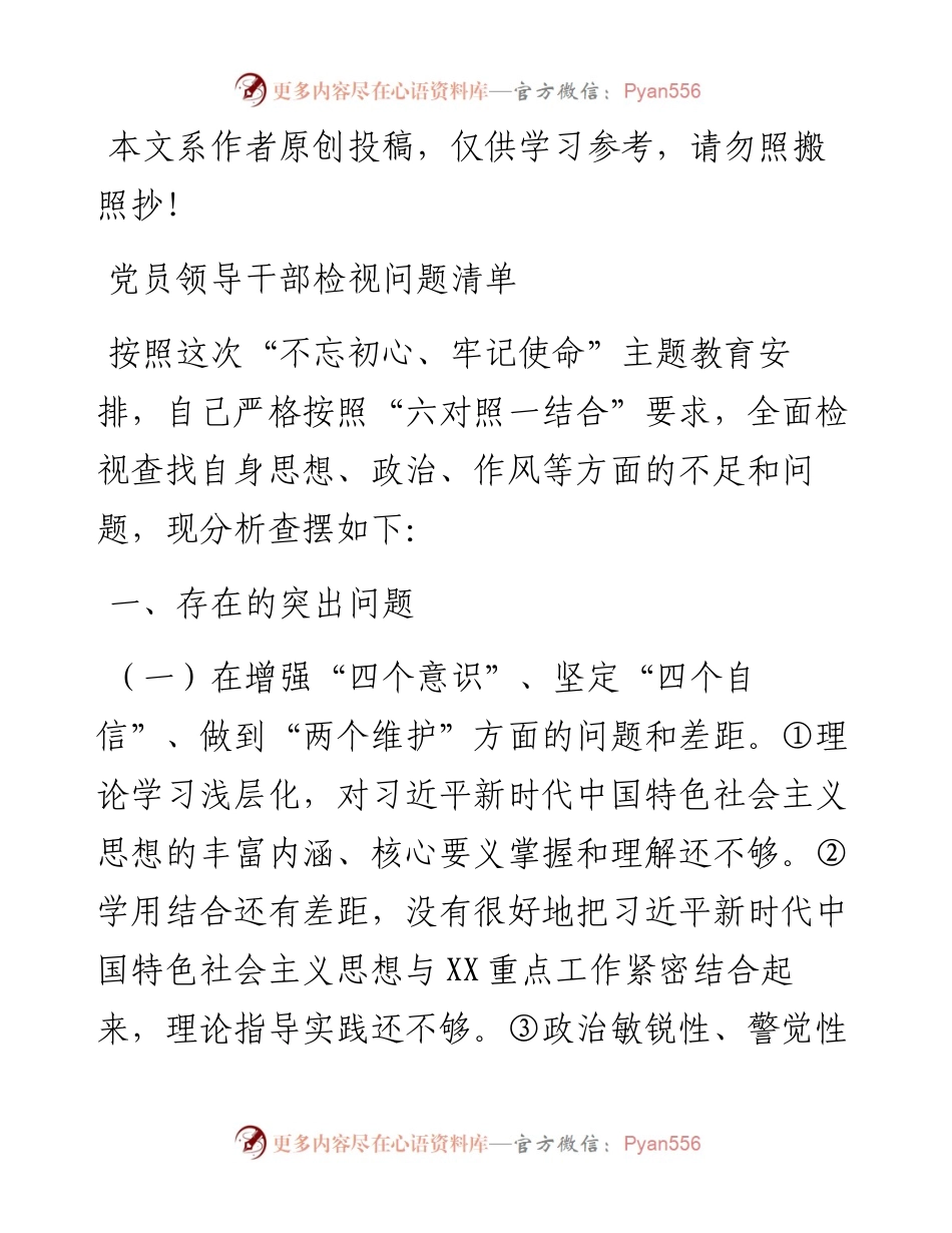 081007领导干部检视问题清单2.docx_第1页